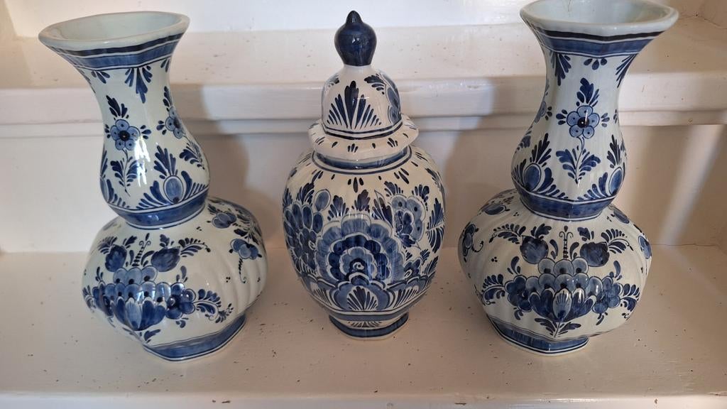 Mooie set Castel vazen Delfts Blauw, handgeschilderd, Ophalen of Verzenden