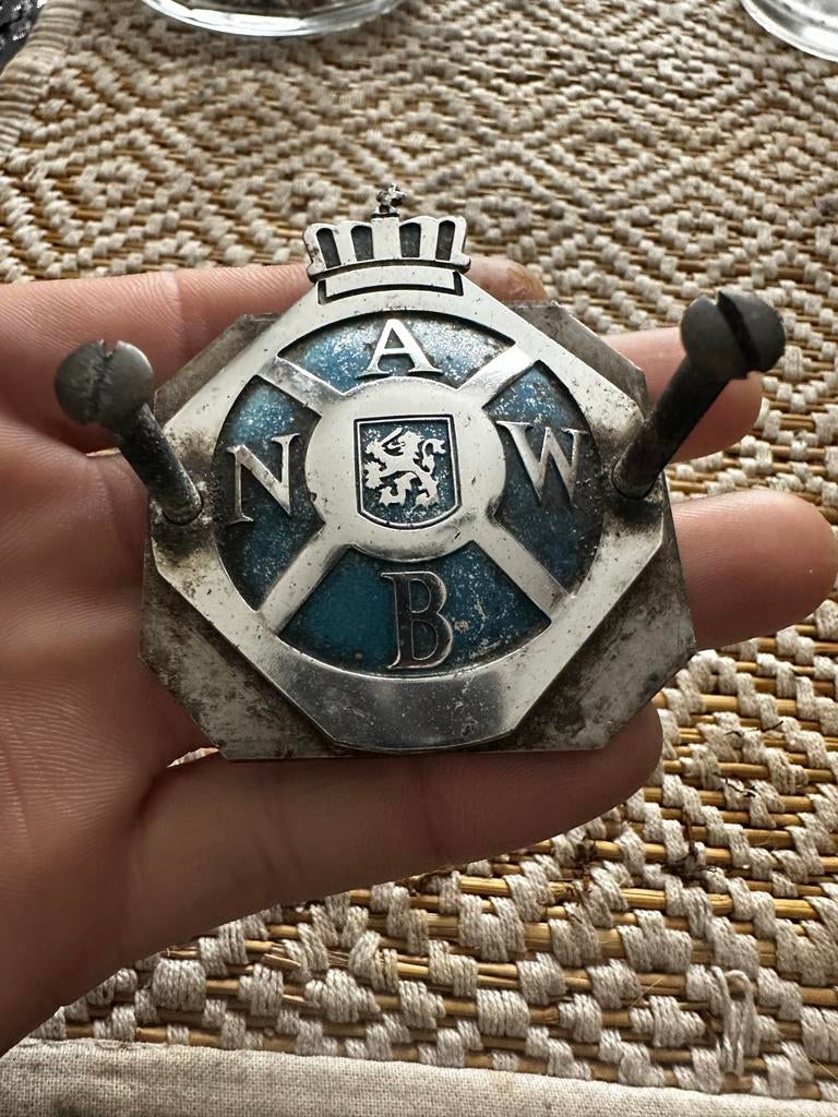 Oud ANWB Wegenwacht logo - Vintage Auto Embleem, Gebruikt, Gebruiksvoorwerp, Anwb, Ophalen of Verzenden