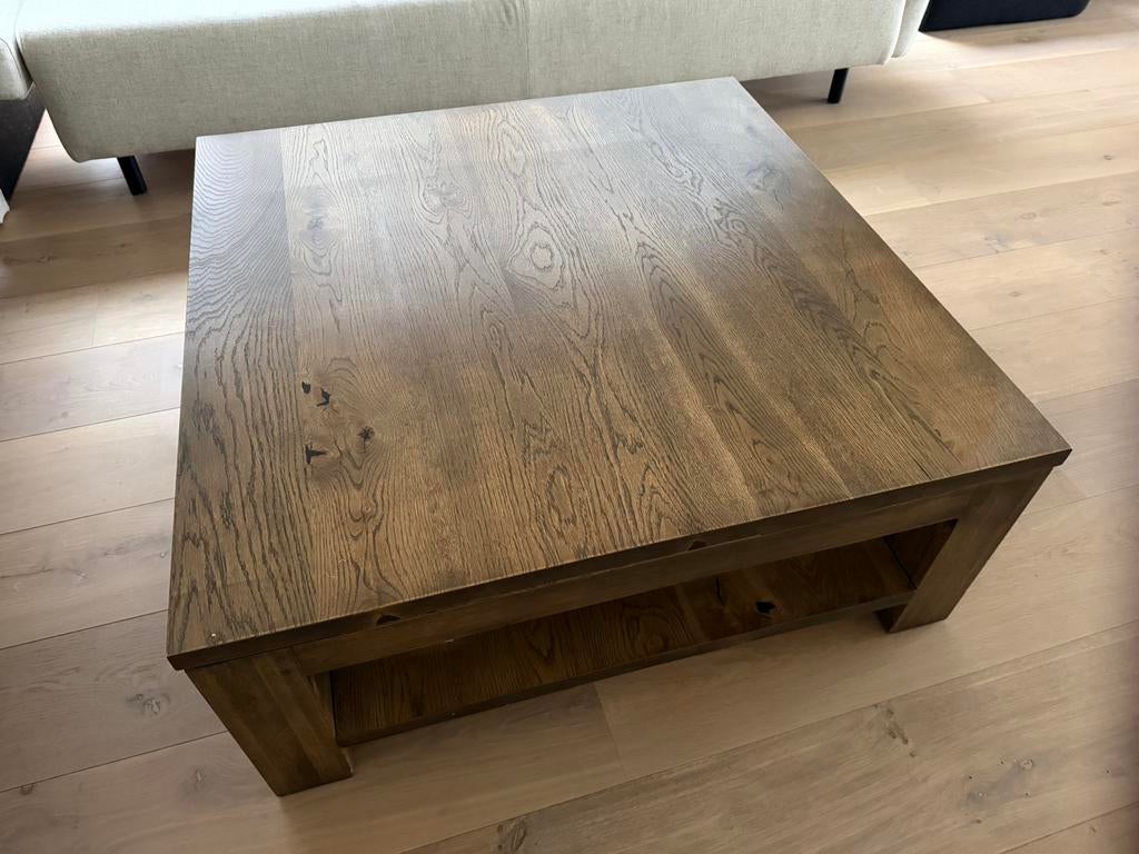 Massief eiken vierkante salontafel 100x100x40, Huis en Inrichting, Tafels | Salontafels, Ophalen, 100 tot 150 cm, 50 tot 100 cm