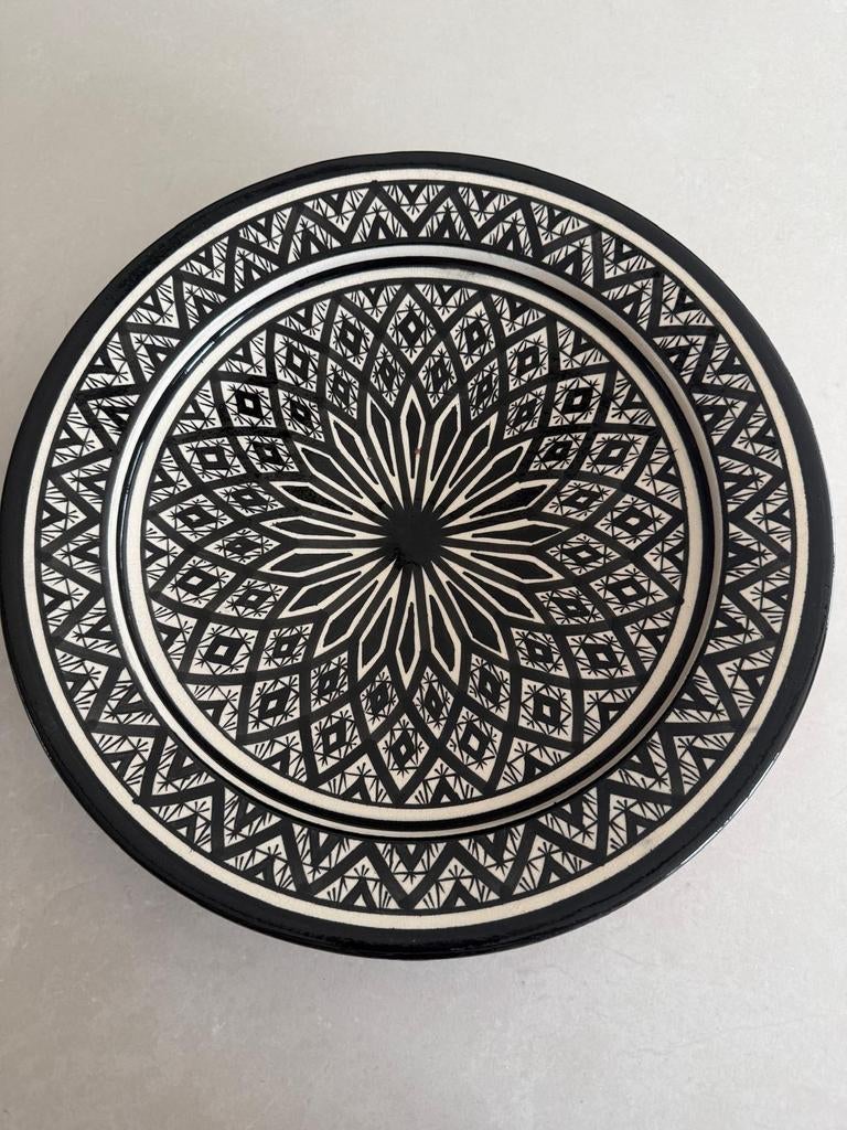 Origineel Marokkaans bord uit Marrakech - Zwart/Wit, Ophalen