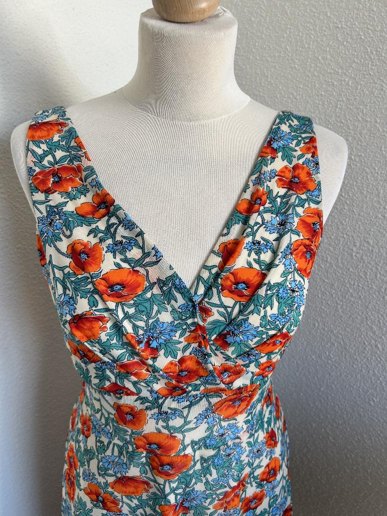 King Louie maat L bloemen klaprozen zomer jurk 3047, Maat 42/44 (L), Oranje, Ophalen of Verzenden, Zo goed als nieuw