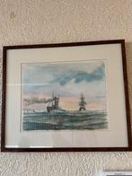 Aquarel maritiem schilderij – Ad M. Oudes, Antiek en Kunst, Kunst | Schilderijen | Klassiek, Ophalen of Verzenden
