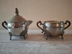 Verzilverd suiker-en melk stel antiek, Antiek en Kunst, Ophalen of Verzenden