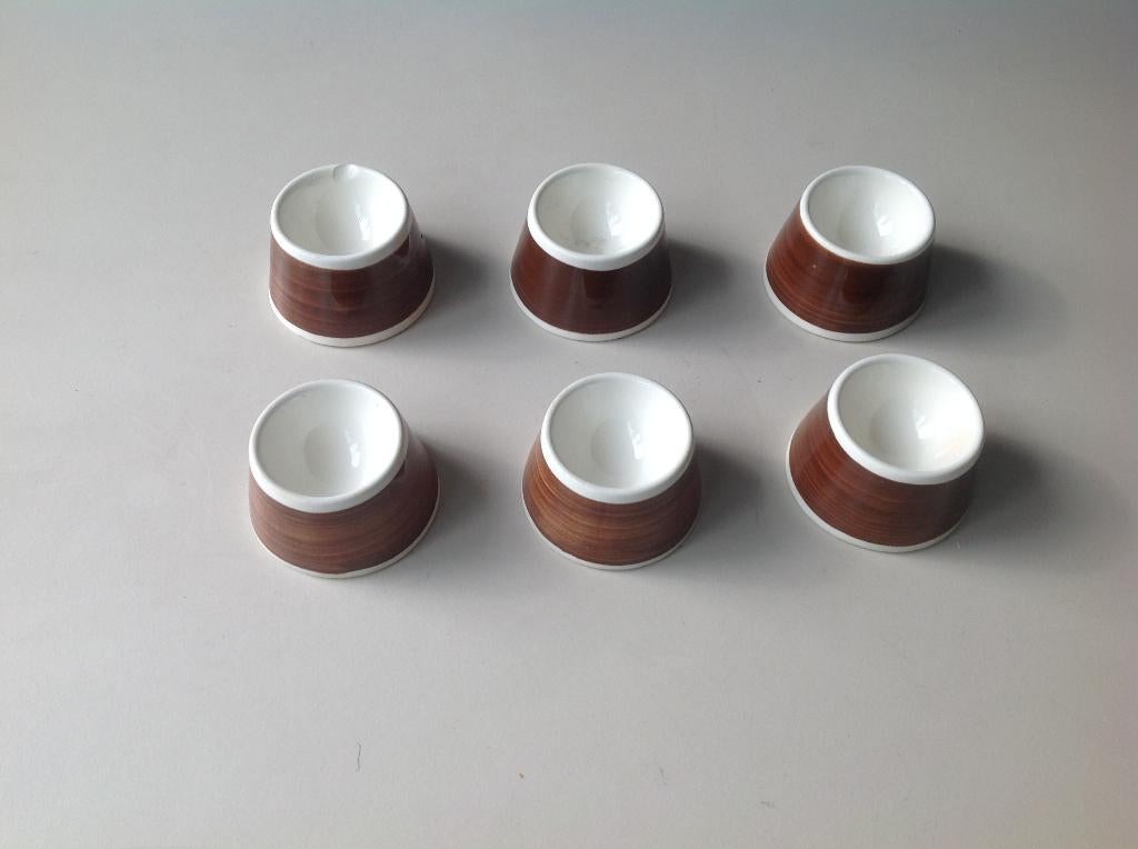 Eierdop 6 x, Societe Ceramique vintage jaren 50-60, Antiek en Kunst, Antiek | Servies los, Ophalen of Verzenden