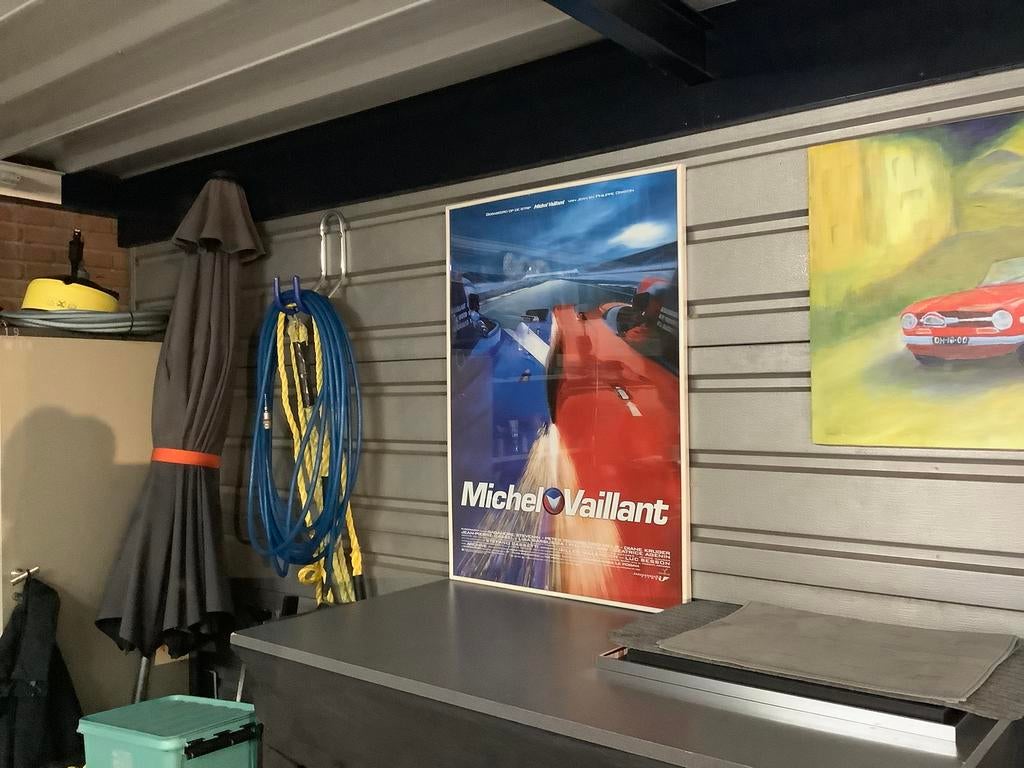 (Mancave) Poster in lijst Michel Vaillant 70 x 100 cm., Antiek en Kunst, Kunst | Tekeningen en Foto's, Ophalen