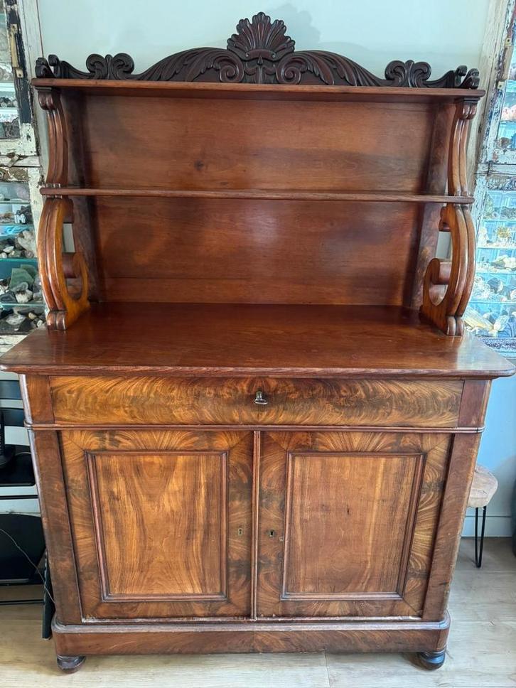 Antieke Mahonie Houten Buffetkast, Huis en Inrichting, Kasten | Buffetkasten, Gebruikt, 150 tot 200 cm, 100 tot 150 cm, 25 tot 50 cm