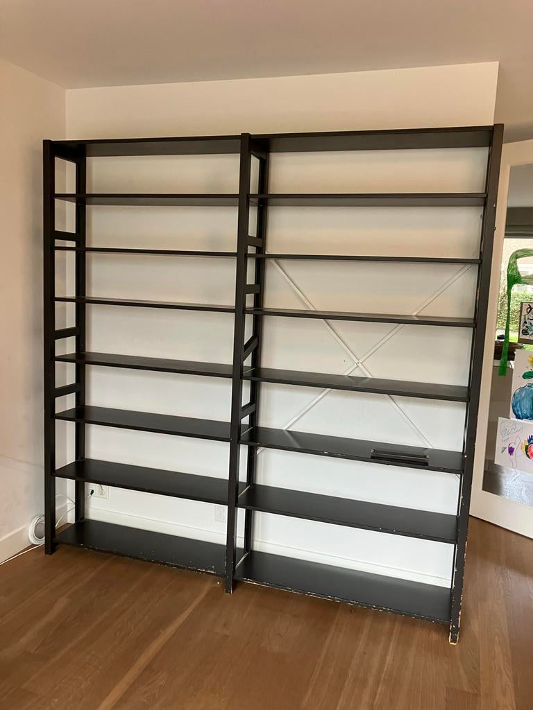 Lundia kast zijdeglans zwart, Huis en Inrichting, Kasten | Boekenkasten, Ophalen, Met plank(en), Gebruikt, 200 cm of meer