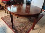 Mahonie uitschuifbare eettafel met 4 armstoelen, Huis en Inrichting, Tafels | Eettafels, Ophalen, Gebruikt, Rond, Vier personen