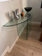 Sidetable vervaardigd uit gebogen glas, 100 tot 150 cm, Ophalen of Verzenden, 25 tot 50 cm, Glas