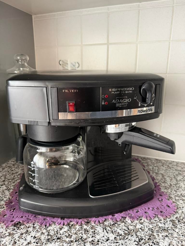 Rowenta Adagio Espressomachine, Witgoed en Apparatuur, Koffiezetapparaten, Stoompijpje, Gebruikt, Espresso apparaat, 10 kopjes of meer