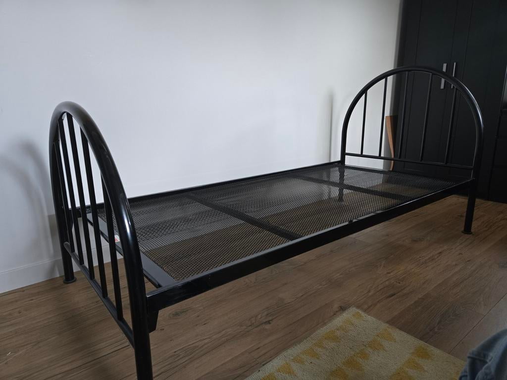 Stalen eenpersoonsbed Dico - Zwart, 96x205cm, Ophalen, Gebruikt, Eenpersoons, Zwart