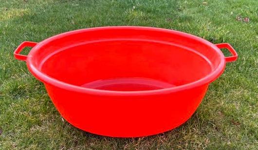 Grote oranje plastic teil - ovaal met twee handgrepen, Huis en Inrichting, Emmers, Ophalen, Gebruikt, Kunststof, Met handgreep