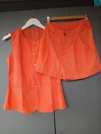 Zomers setje top en short mt S in zacht oranje, Oranje, Ophalen of Verzenden, Onbekend, Zo goed als nieuw