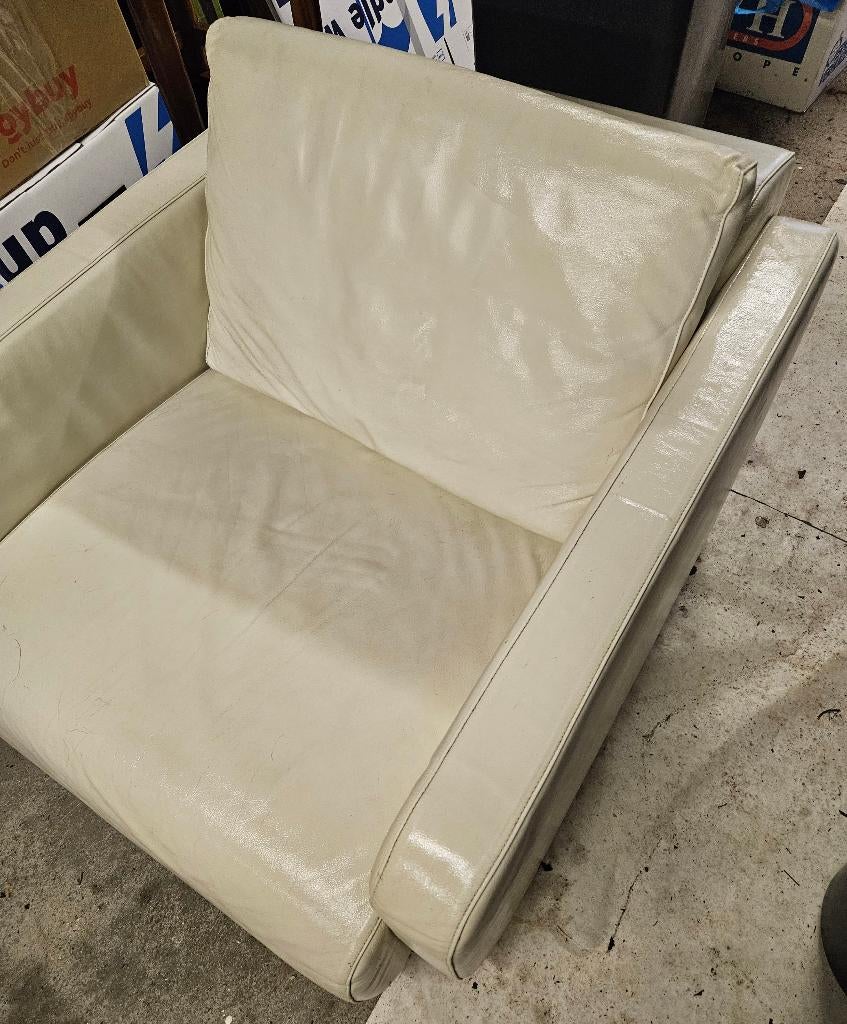 Molinari leren fauteuil, Ophalen, Gebruikt, 75 tot 100 cm, Leer