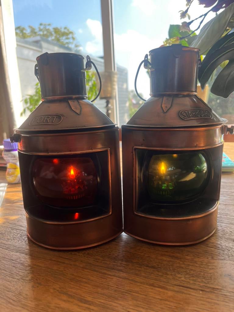 Maritieme decoratie lampen bak en stuurboord, Antiek en Kunst, Antiek | Lampen, Ophalen of Verzenden