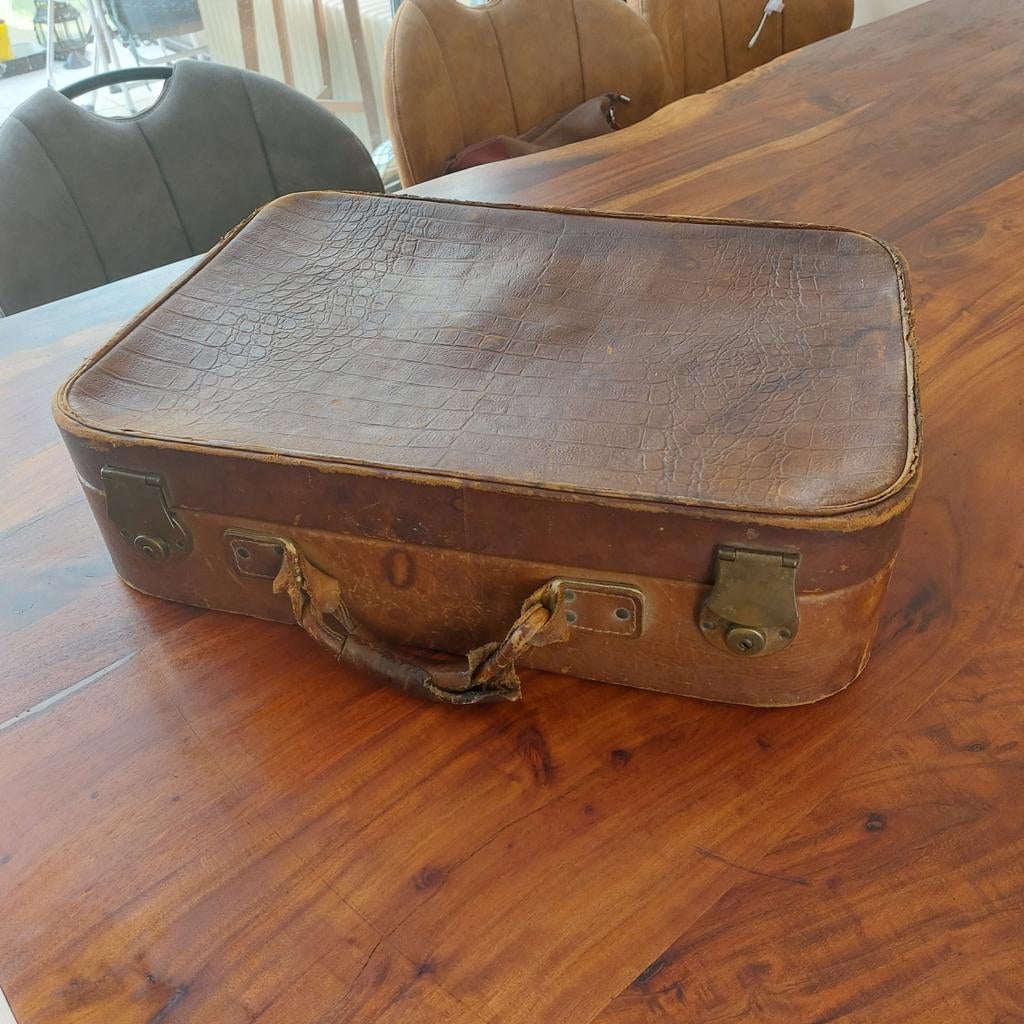 Oude leren koffer, 50 x 36 cm, Ophalen of Verzenden