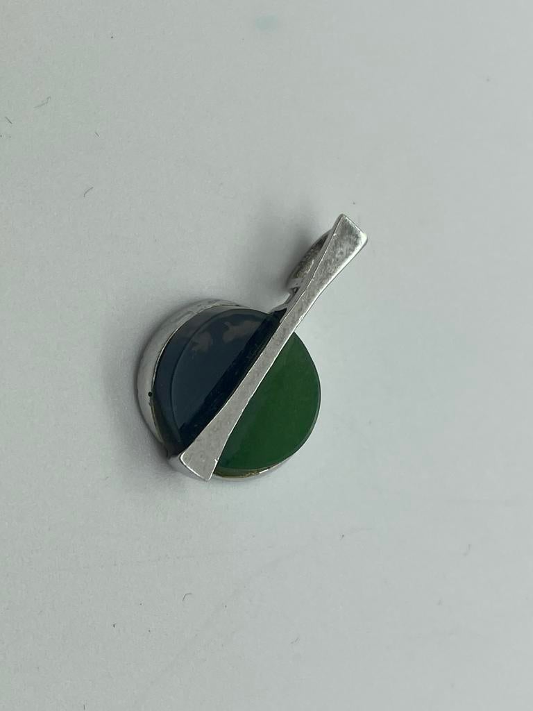 C664 Prachtige zilveren hanger onyx jade, Sieraden, Tassen en Uiterlijk, Antieke sieraden, Ophalen of Verzenden, Zilver, Hanger
