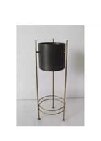 Bloumpot op standaard - zwart/goud, 25 tot 40 cm, Rond, Binnen, Ophalen of Verzenden