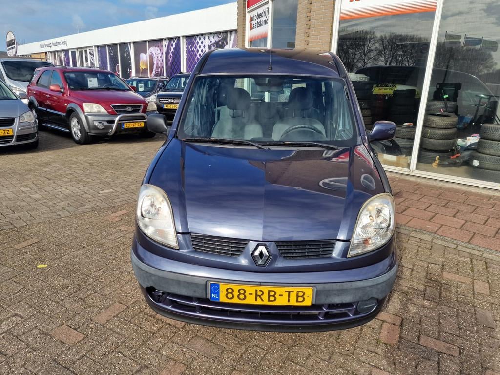 Renault Kangoo 1.6-16V Privilège - Airco - 2x Schuifdeur -, Auto's, Renault, Stof, Gebruikt, Zwart, Blauw