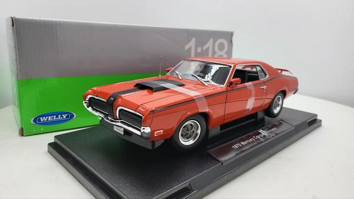 Mercury Cougar Eliminator 1970 Oranje, Hobby en Vrije tijd, Modelauto's | 1:18, Nieuw, Welly, Ophalen of Verzenden