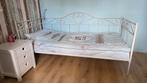 Wit metale meisjes bed, 200x90 cm, Ophalen, 90 cm, Eenpersoons, Wit
