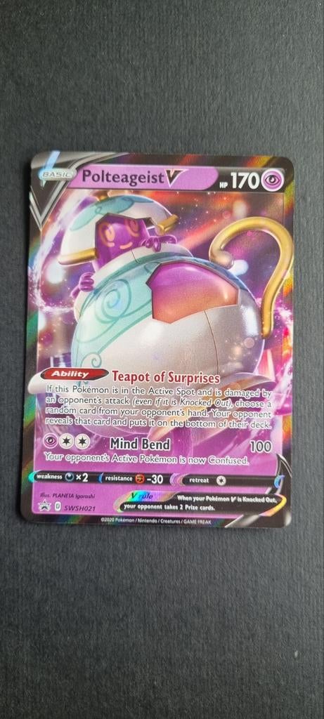 Polteageist V SWSH021 Promo Pokémon Kaart, Ophalen of Verzenden, Zo goed als nieuw, Losse kaart, Foil