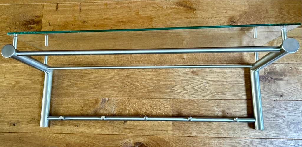 Rvs kapstok met glasplaat, Gebruikt, Minder dan 100 cm, Metaal, Ophalen