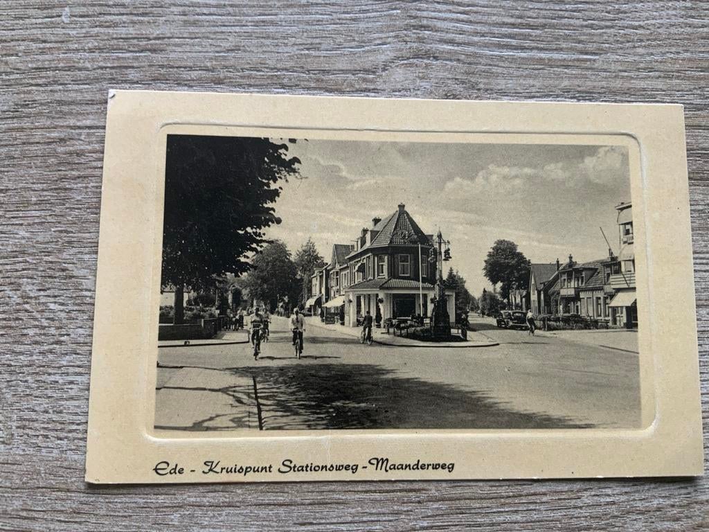 Ede - Kruispunt Stationsweg - Maanderweg, Verzamelen, Ansichtkaarten | Nederland, Gelopen, Gelderland, 1940 tot 1960, Ophalen of Verzenden