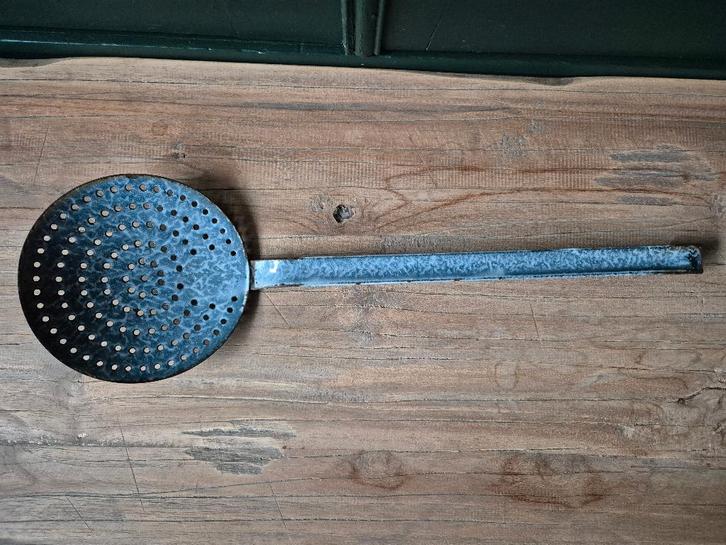 Emaille schuimspaan grijs gewolkt, Antiek en Kunst, Antiek | Emaille, Ophalen of Verzenden