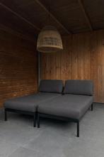 2 Nieuwe Teak Ligbedden met Antraciet Kussens, Teakhout, Nieuw, Loungeset, Ophalen