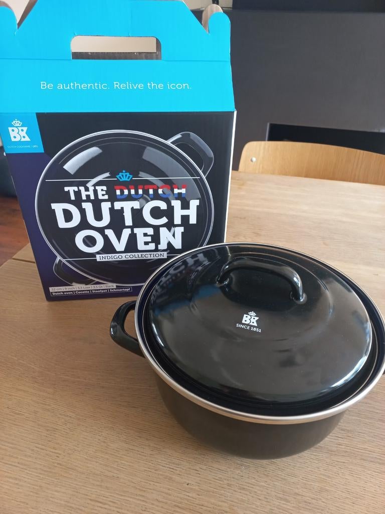 BK Dutch oven 22 cm 3,3 liter Black indigo collection, Ophalen of Verzenden, Zo goed als nieuw, Overige materialen, Koekenpan of Braadpan