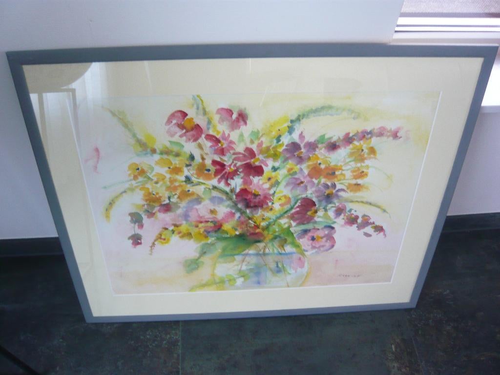 Aquarel bloemen pastel, Antiek en Kunst, Ophalen