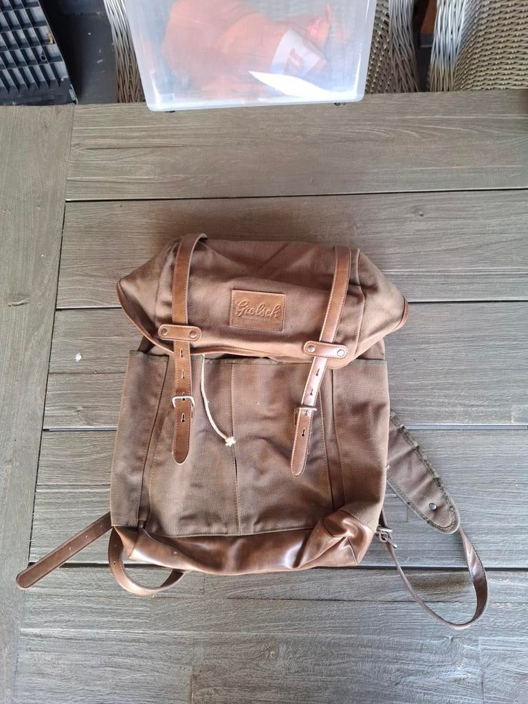 Grolsch Rugzak - Vintage Stijl Canvas en Leer, Overige merken, Gebruikt, 25 tot 40 cm, Ophalen of Verzenden