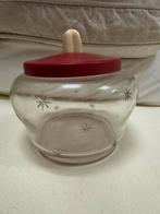 Vintage suikerpotje glas met rode deksel, Ophalen of Verzenden