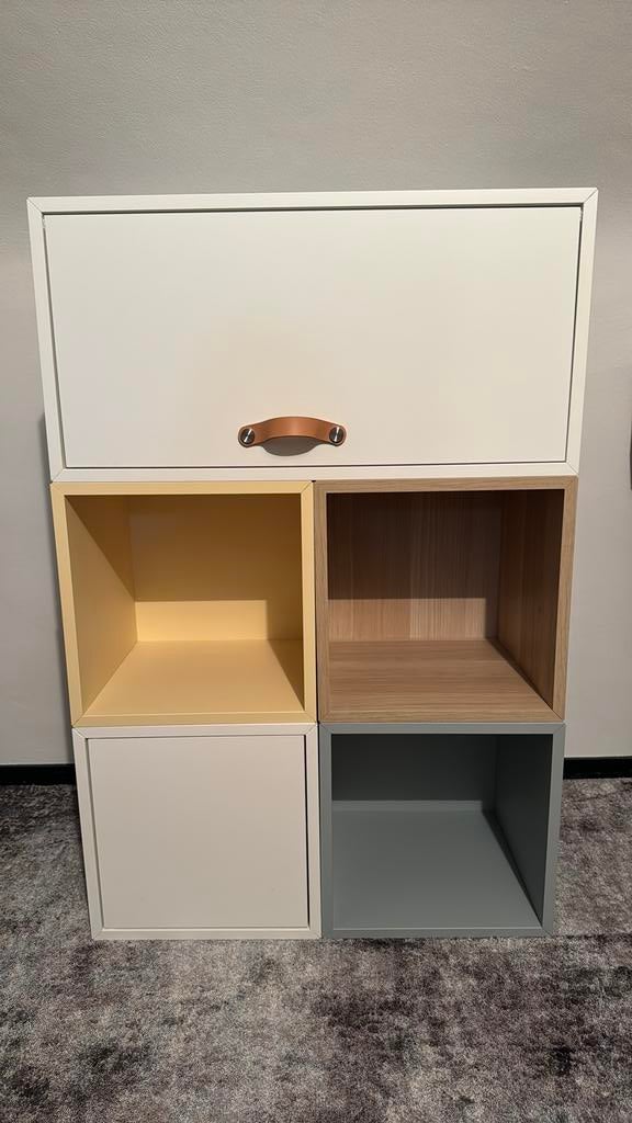 Ikea set Eket kastjes 4 vierkante 1 langwerpige, Ophalen, Zo goed als nieuw