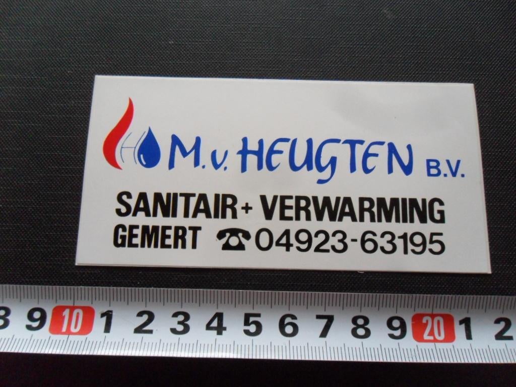 sticker Gemert M. v. HEUGTEN bv sanitair + Verwarming, Verzamelen, Ophalen, Zo goed als nieuw
