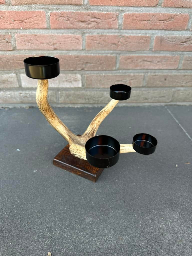 Geweikandelaar.gewei.edelhert.damhert.geweien.waxinelichtjes, Ophalen of Verzenden, Nieuw, Overige materialen, Minder dan 25 cm