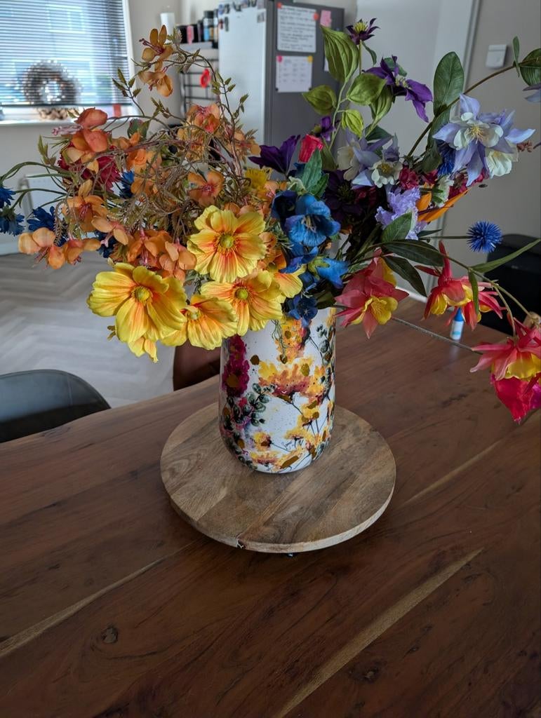 Mooie vaas met kunstbloemen., Ophalen of Verzenden, Zo goed als nieuw