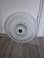 Oude ronde glazen plafonlamp, Ophalen, Gebruikt, Glas