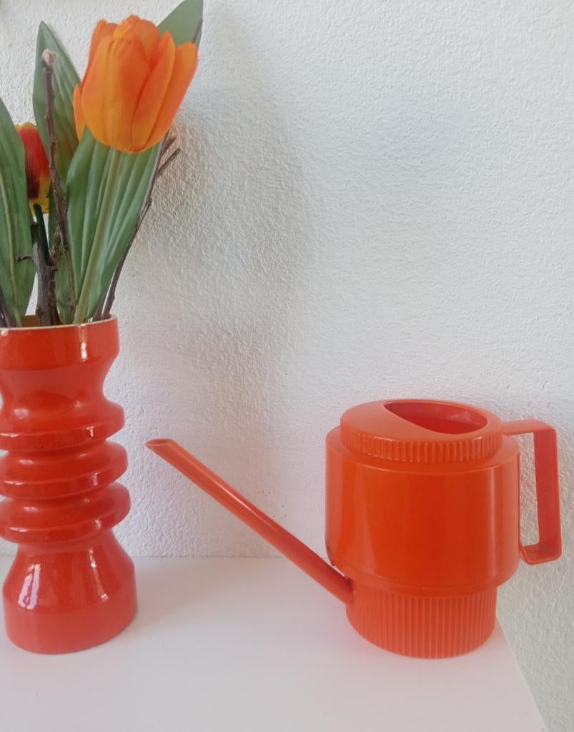 Retro oranje gieter West Germany van kunststof jaren 70, Ophalen of Verzenden