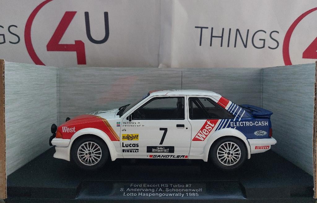 MCG 1:18 Ford Escort RS Turbo No.7, Haspengouwrally 1985, Hobby en Vrije tijd, Modelauto's | 1:18, Ophalen of Verzenden, Nieuw