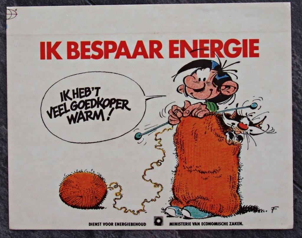 Guust Flater Sticker - Ik bespaar energie - Franquin, Verzamelen, Verzenden, Guust of Robbedoes, Zo goed als nieuw, Plaatje, Poster of Sticker
