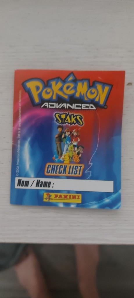 pokemon checklist voor magneten panini staks 2003, Ophalen of Verzenden, Zo goed als nieuw, Overige typen