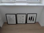3 grijze Ikea fotolijsten met passe-partout, Ophalen, Minder dan 50 cm, Gebruikt, 50 tot 75 cm