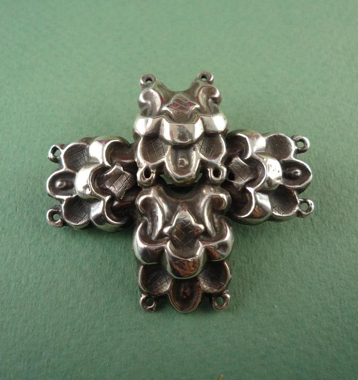 zilveren samengestelde broche en 2 onderdelen, Sieraden, Tassen en Uiterlijk, Broches, Gebruikt, Zilver, Zilver, 4 tot 7 cm, Verzenden