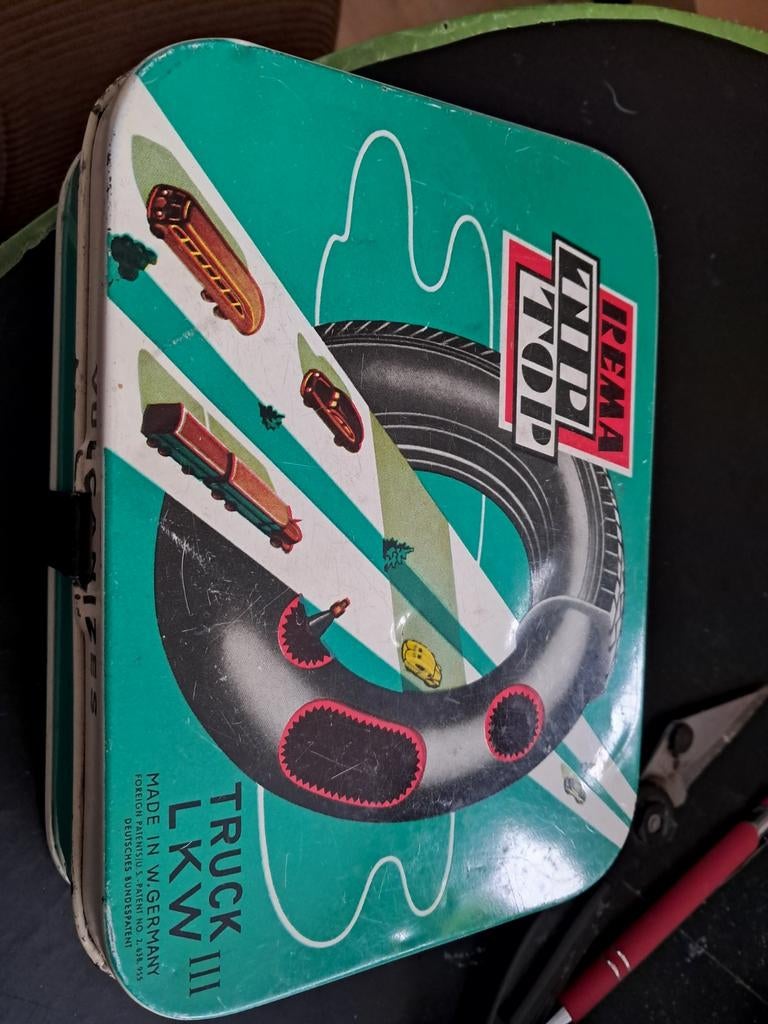 Vintage metalen blik 'Vulcanizes' - Rema Tip Top, Ophalen of Verzenden
