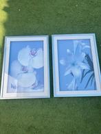 Set van 2 ingelijste bloemenprints (orchidee en lelie), Ophalen