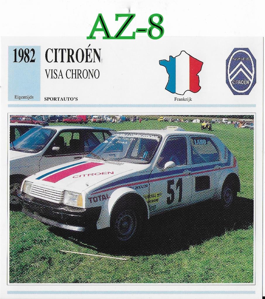 Az8 autokaart citroen visa chrono ( 1982 ), Ophalen of Verzenden, Zo goed als nieuw, Overige typen