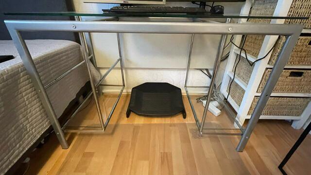 Glazen bureau, Huis en Inrichting, Bureaus, Ophalen, Demontabel, Gebruikt, Computerbureau