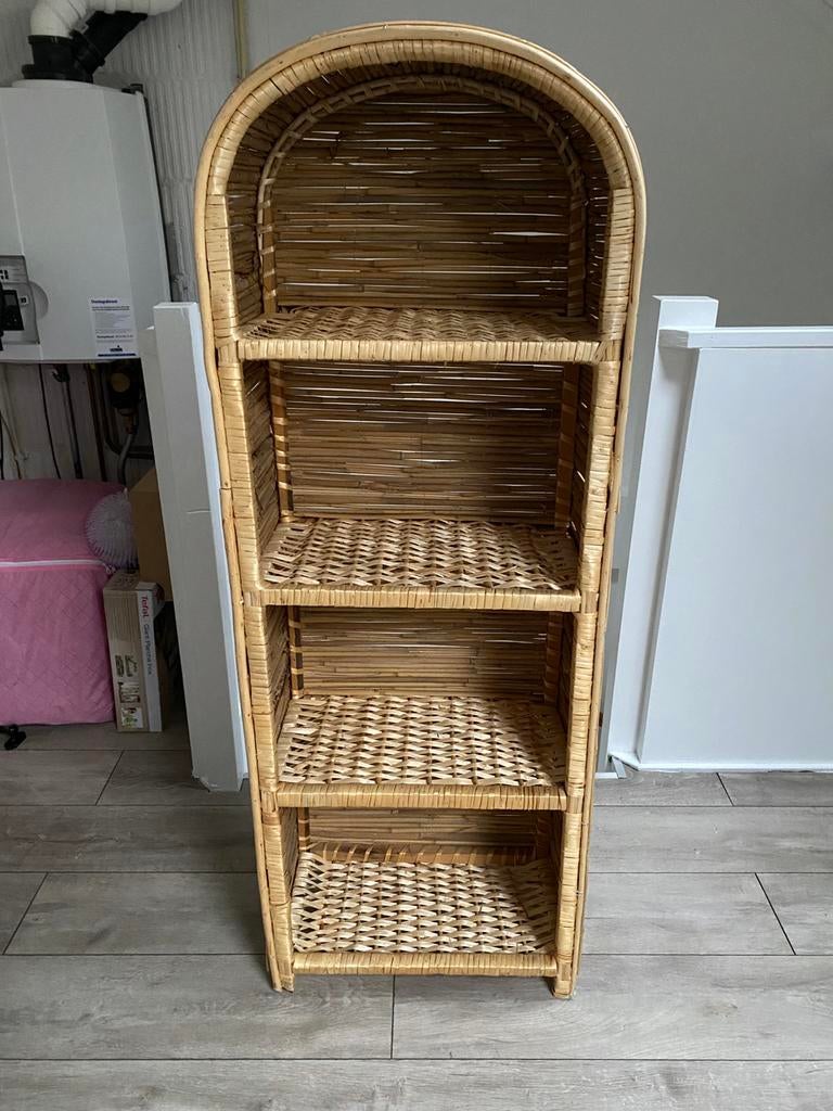Rieten Kast / Rek – 4 Planken – 140x51x30 cm, Ophalen, Gebruikt